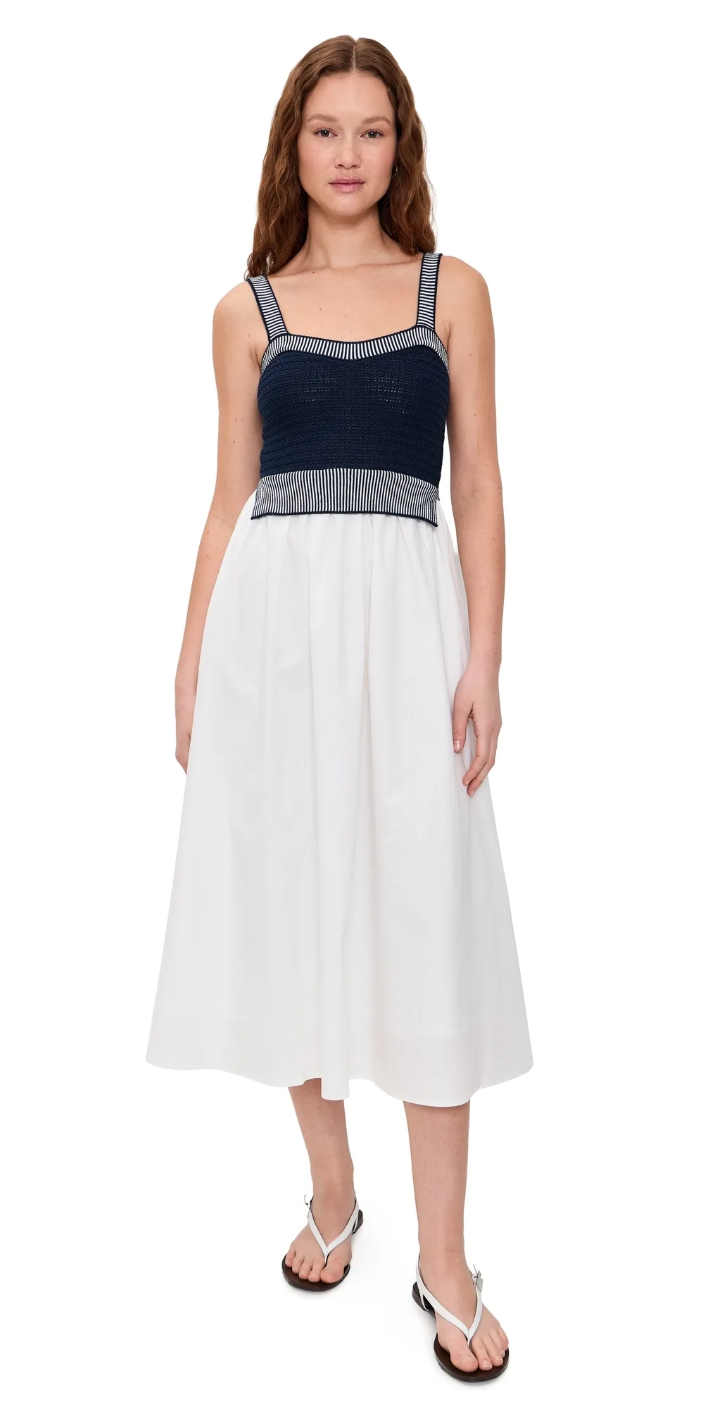 Mixed Media Knit Top Midi Dress