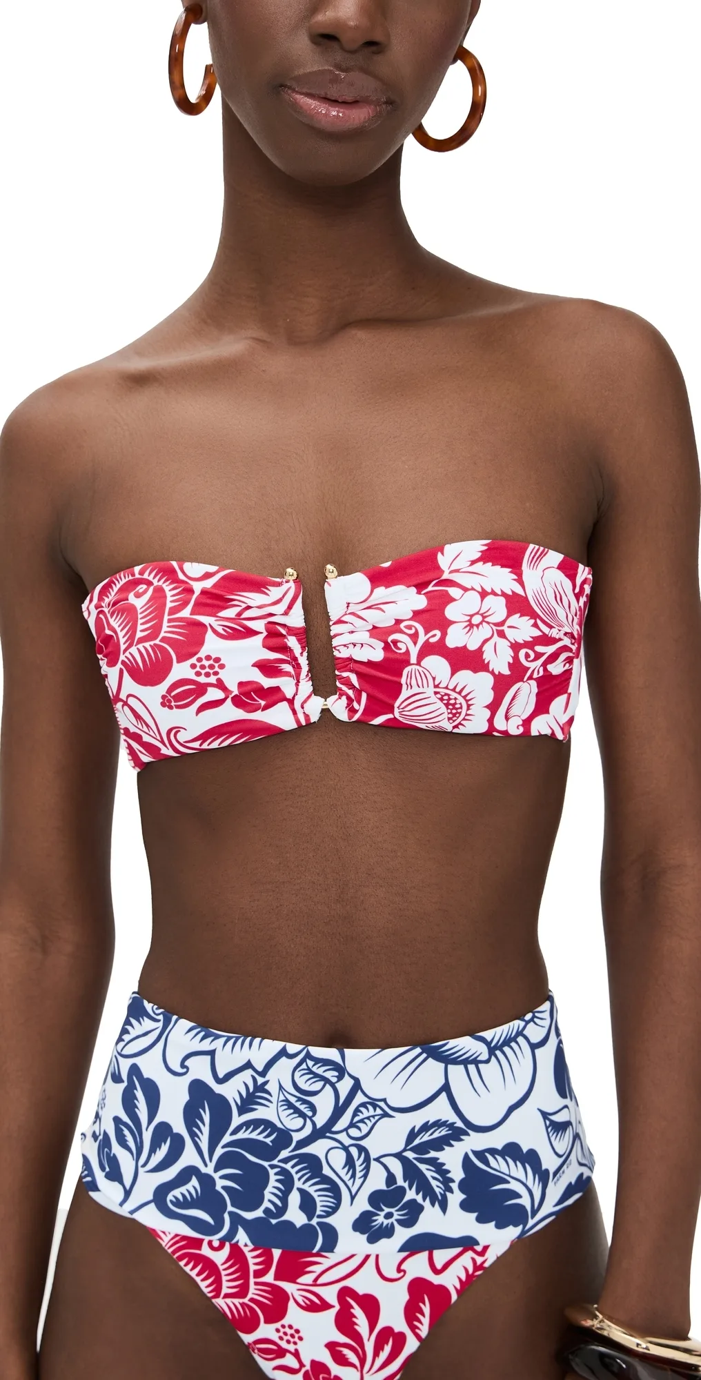 Cashew and Birds Bandeau Bikini Top