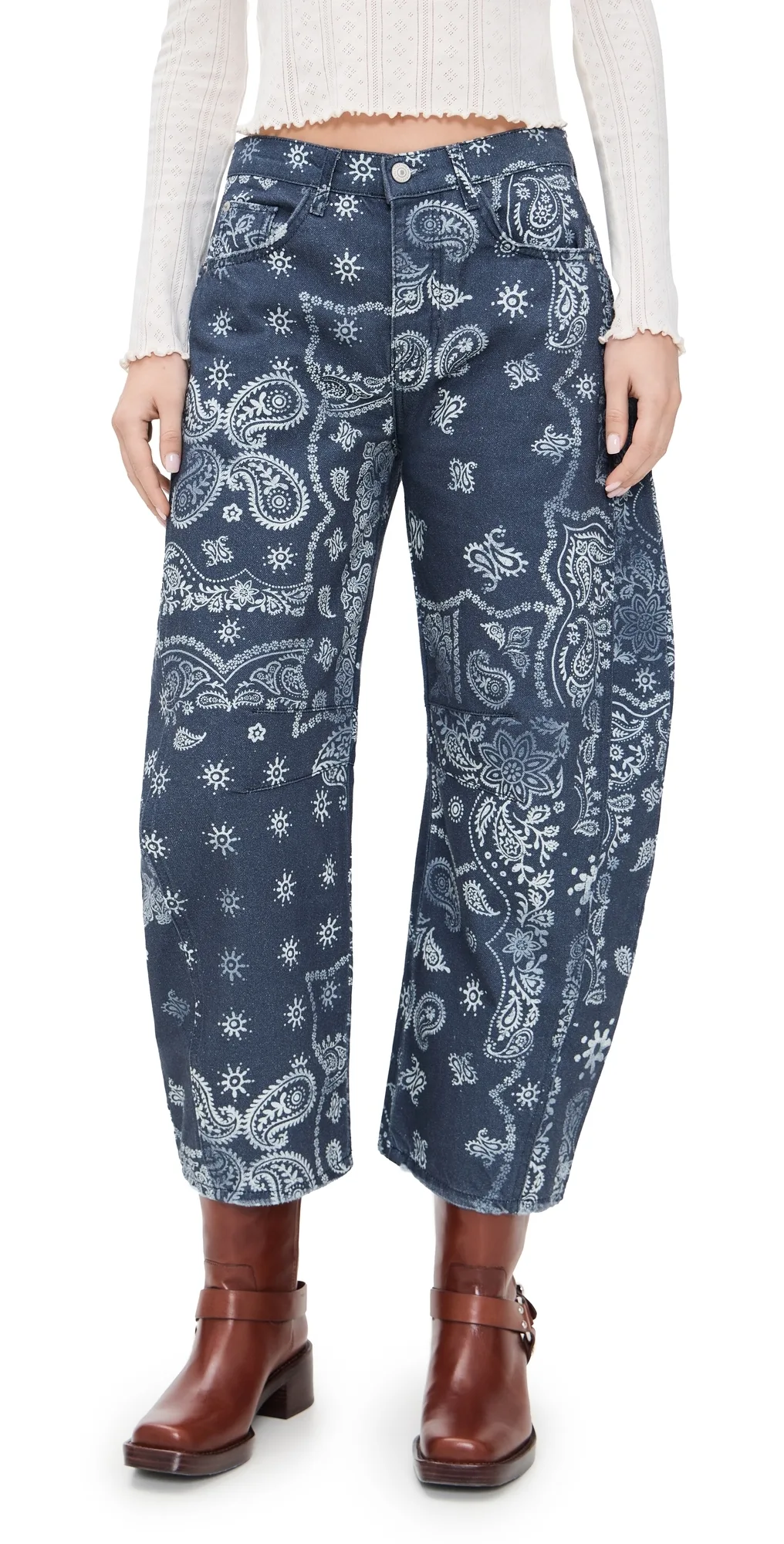 Good Luck Printed Barrel Jeans