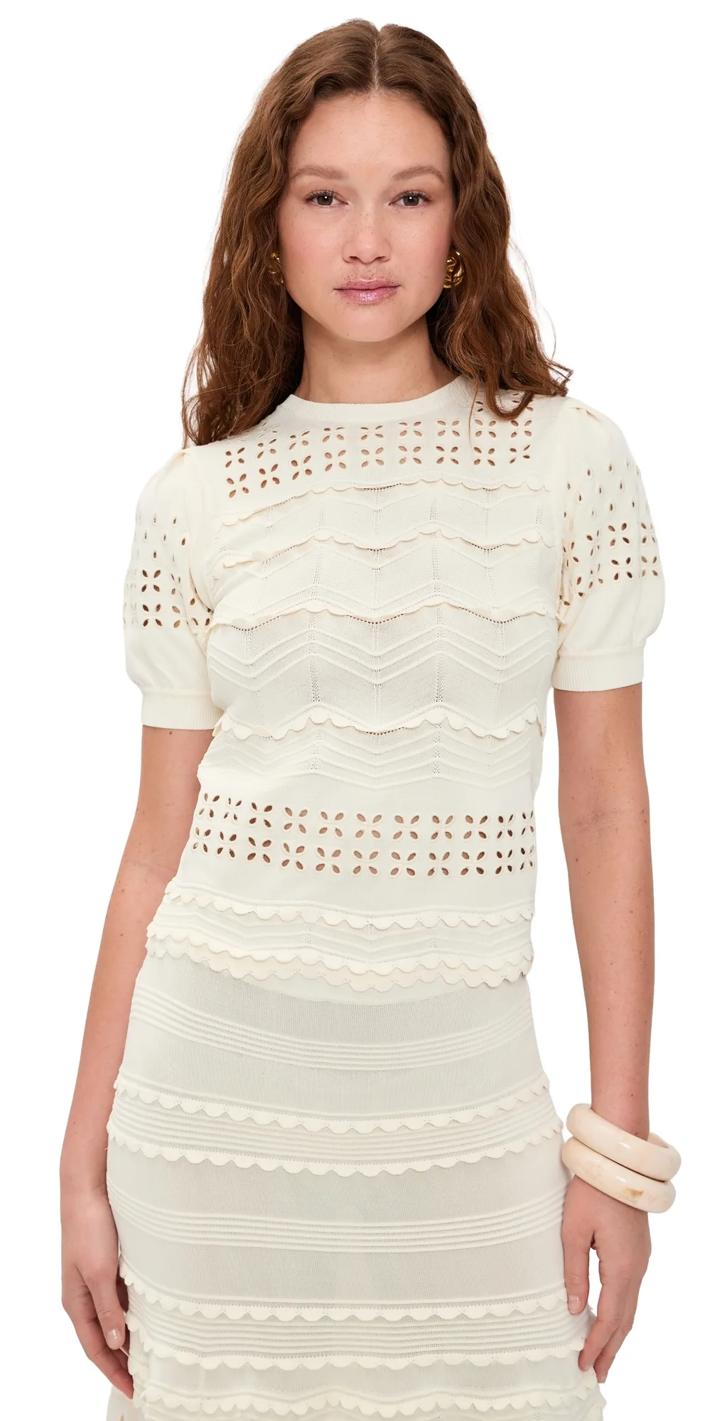 Marcelena Eyelet Knit Top
