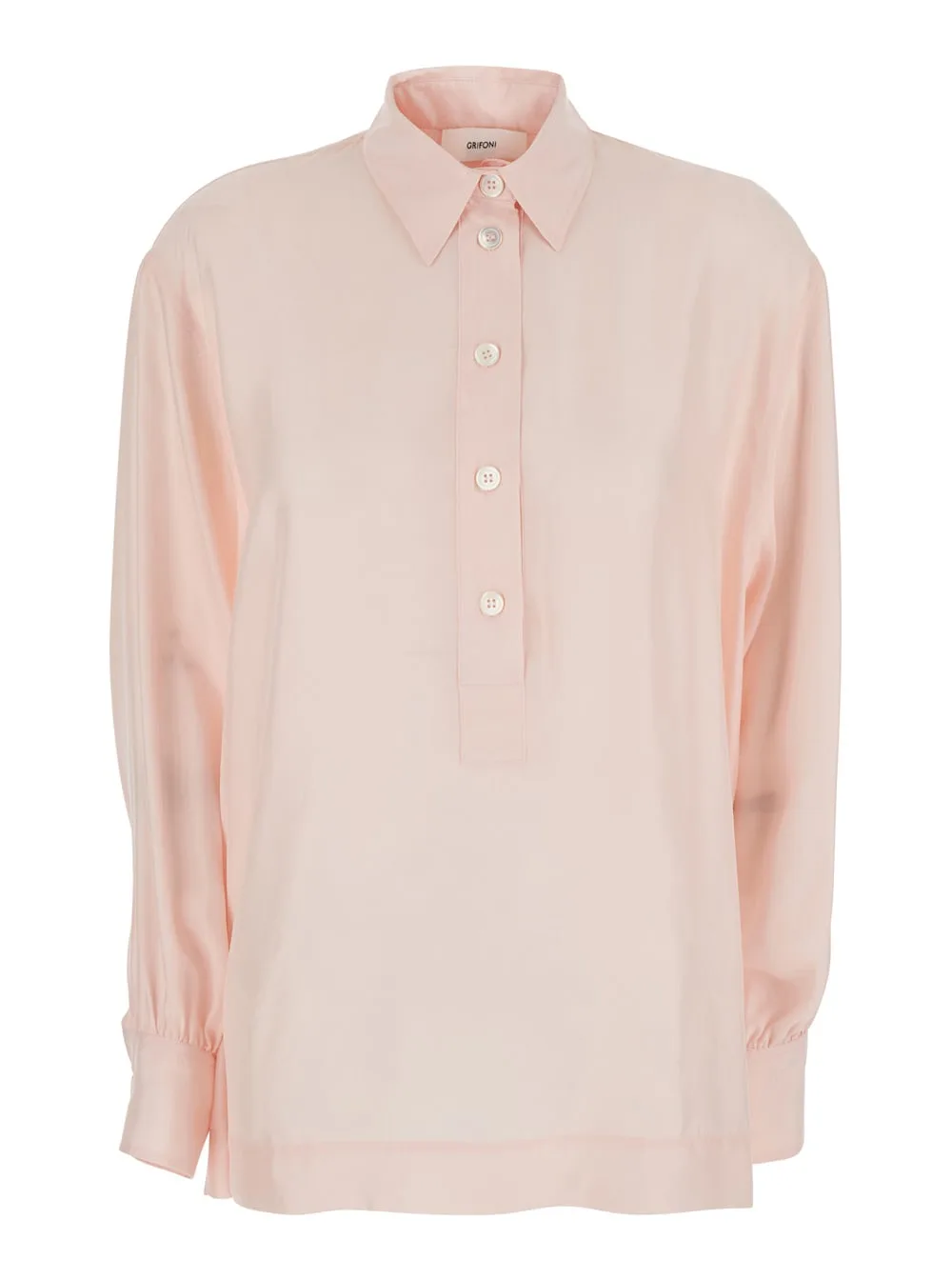 Pointed Collar Long Sleeve Shirt In Pink Women by Mauro Grifoni