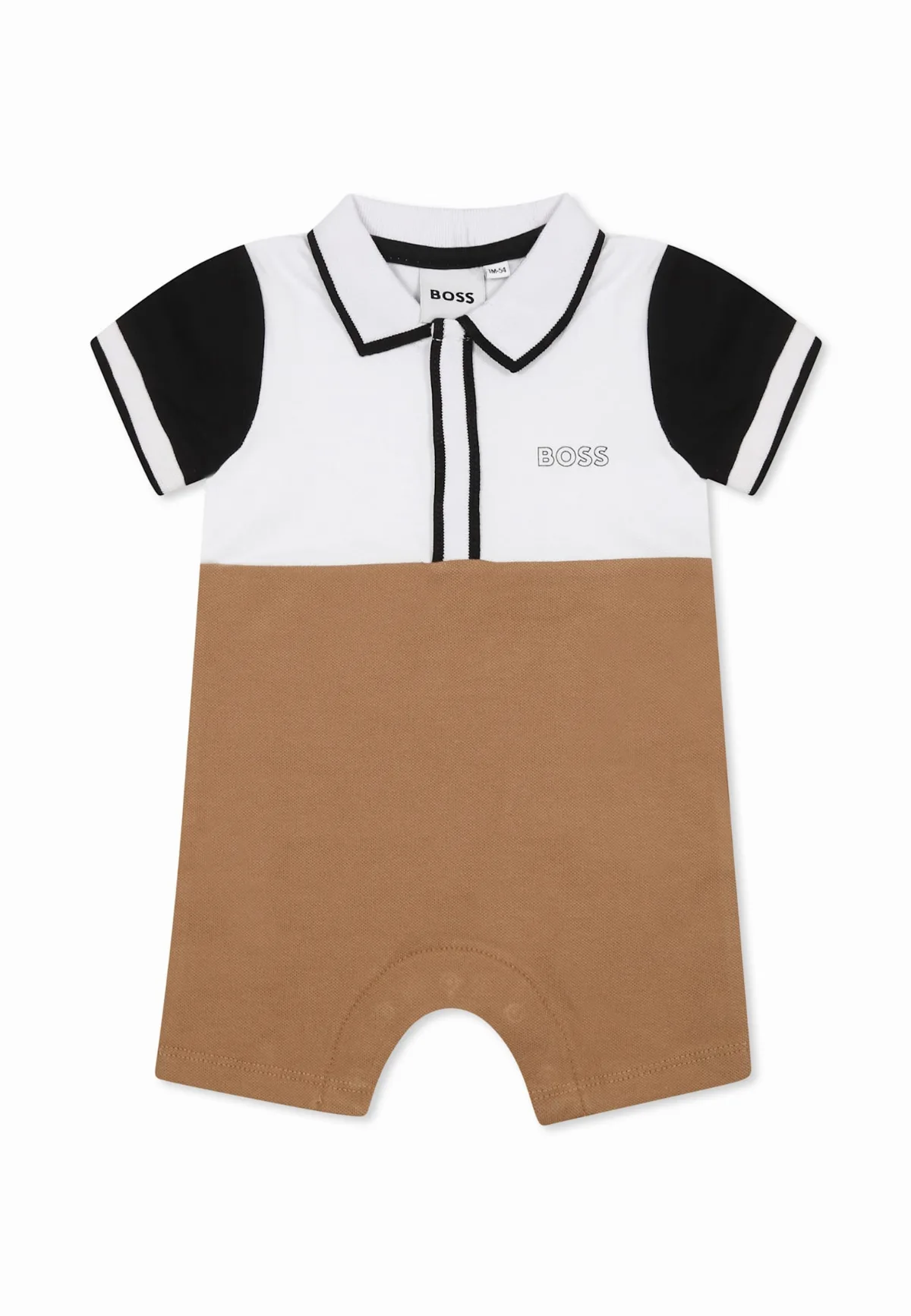 Brown Romper For Baby Boy With Logo by Hugo Boss