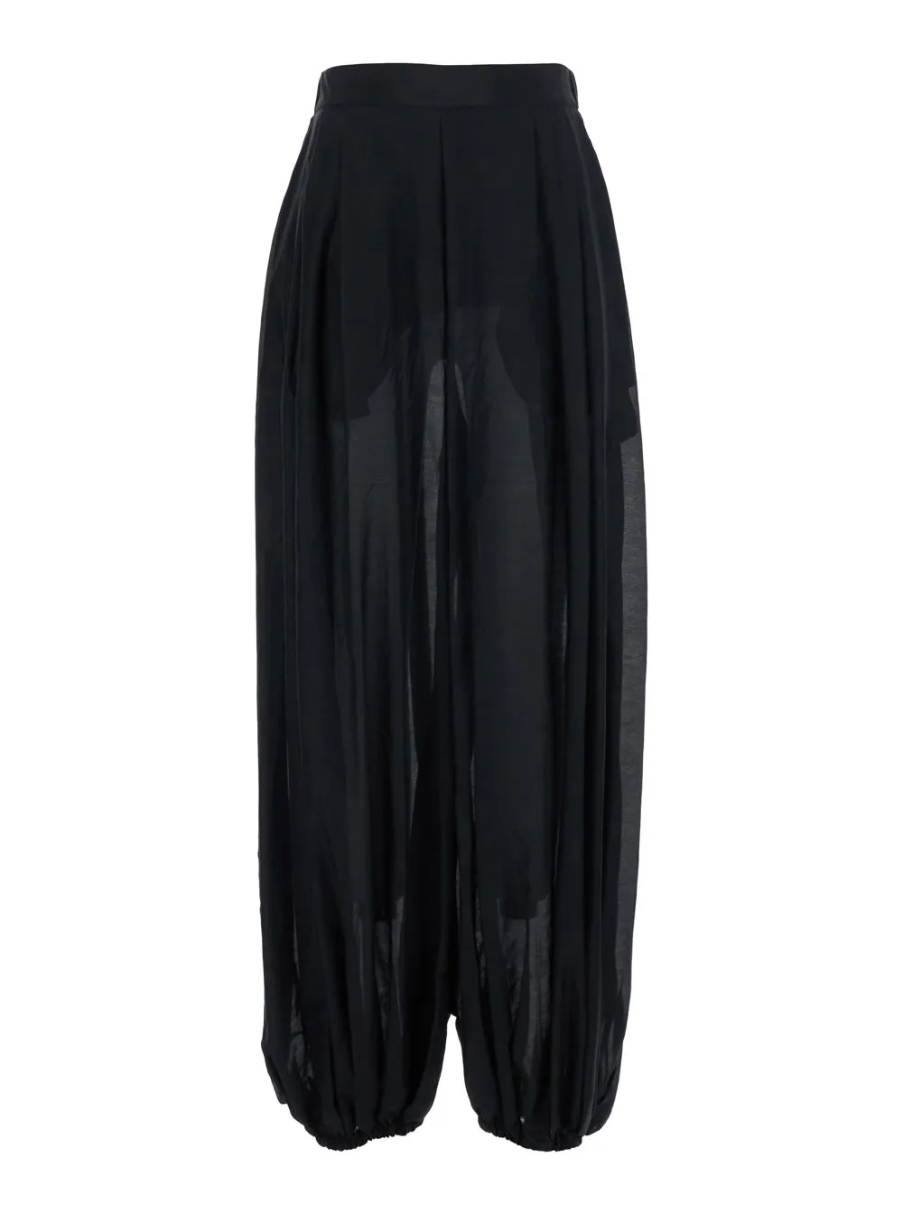 Pants cotton Muslin Pants Black With Elastic Waist And Side Pockets In Cotton And Silk Women