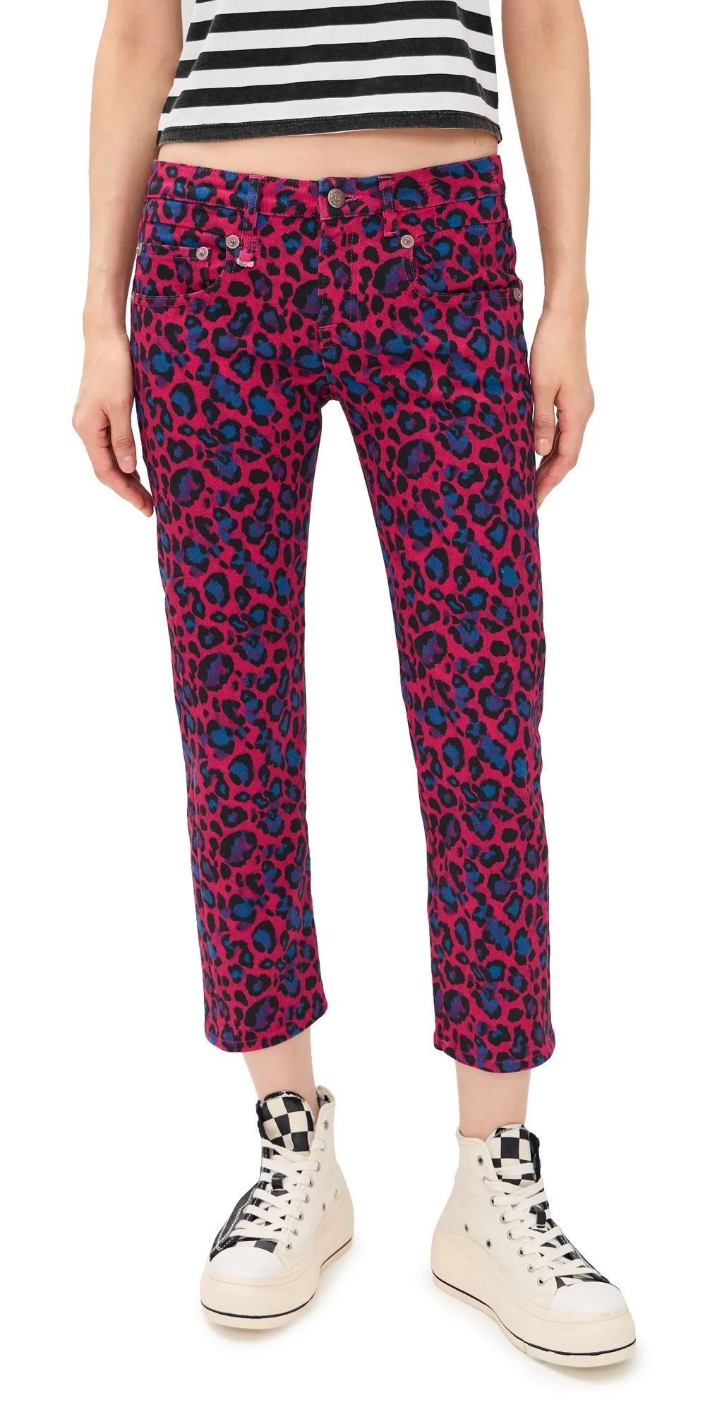 Pink Leopard Straight Jeans