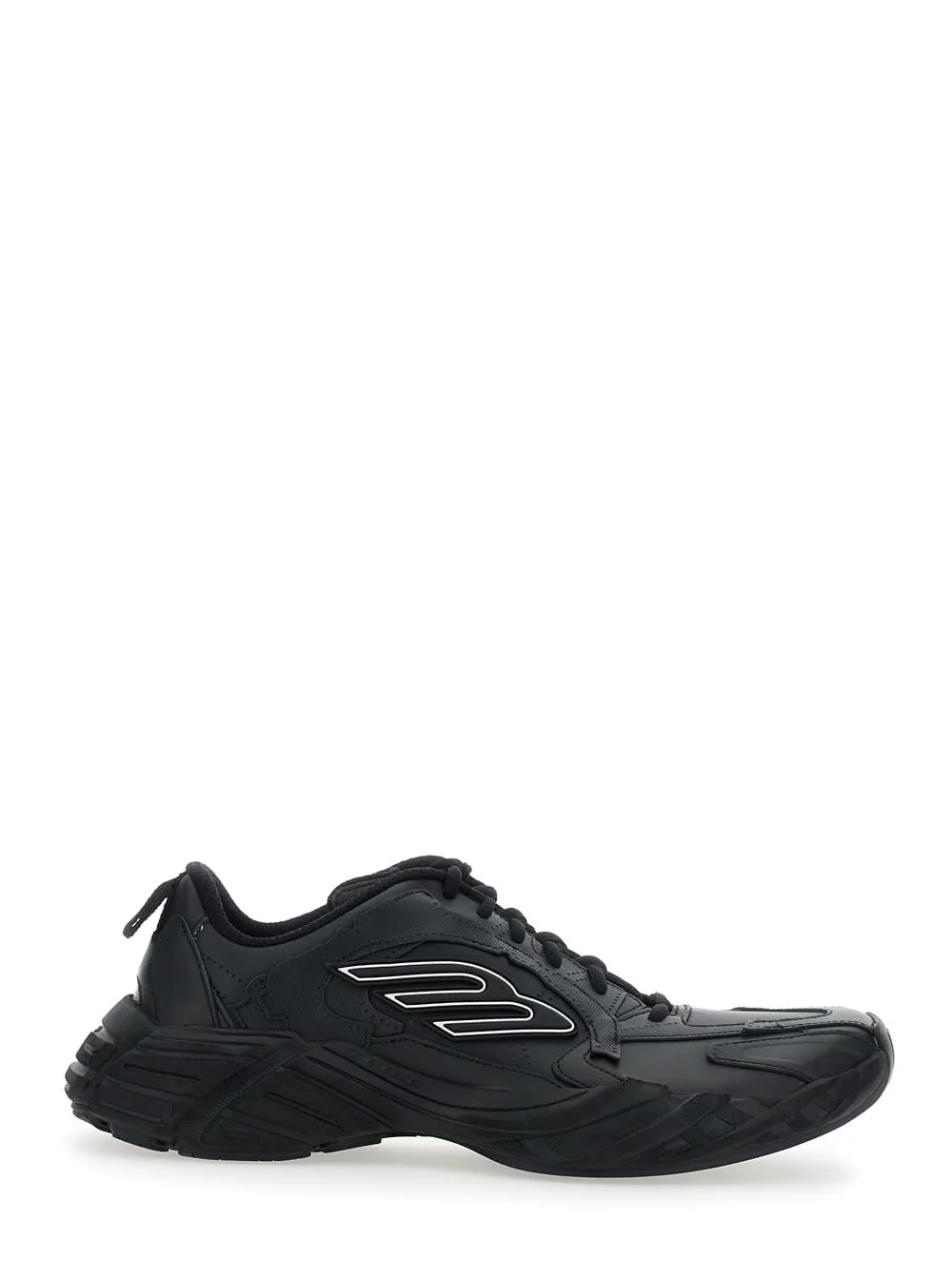 monday Black Low Top Sneakers With Logo Detail And Embossed Size On The Rear In Leather And Fabric Man