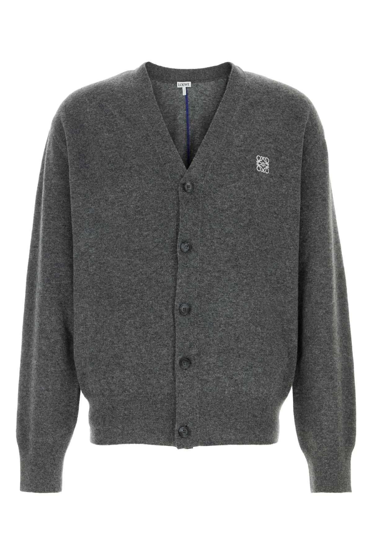 Dark Grey Stretch Wool Blend Cardigan