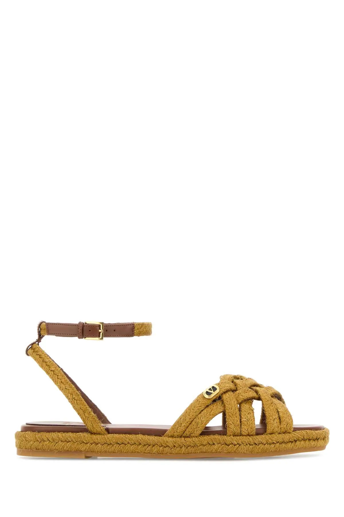 Mustard Raffia Vlogo Signature Sandals