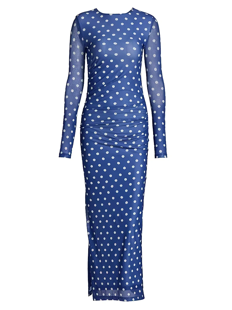 Le Fleur Ezli Polka-Dot Maxi Dress