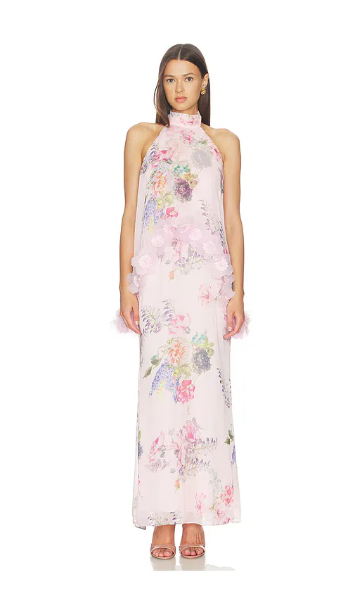 Millie Tiered Gown in Pink. by ELLIATT