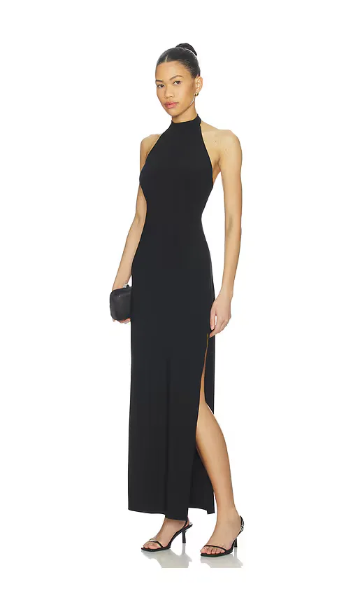 Norma Kamali x Lifestyle Halter Long Dress with Side Slit