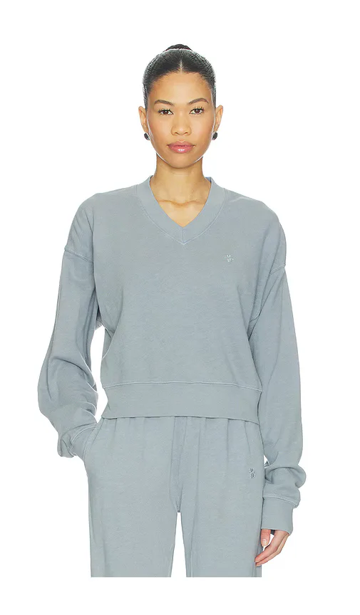 Lightweight French Terry Cropped V-Neck Sweatshirt