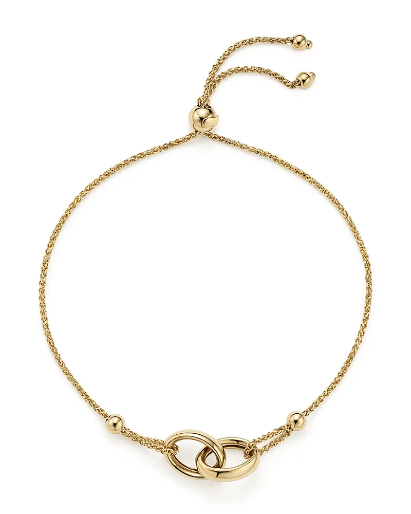 14K Yellow Gold Double Oval Wheat Chain Bracelet