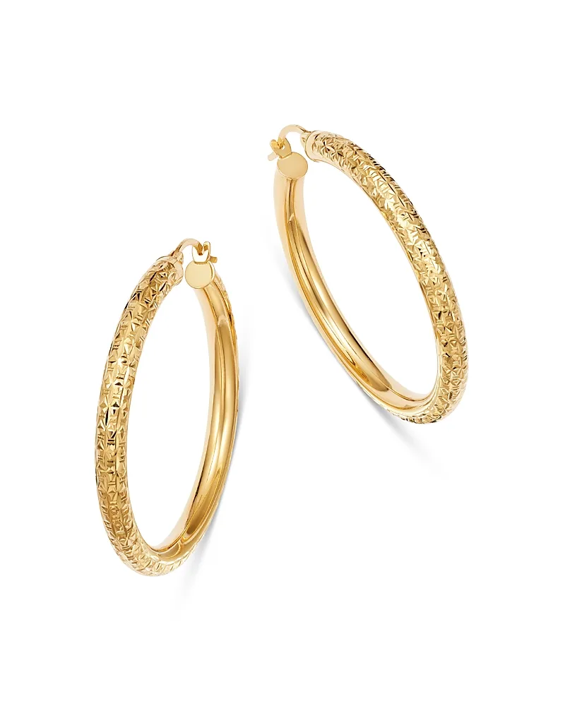 Diamond-Cut Tube Hoop Earrings in 14K Yellow
