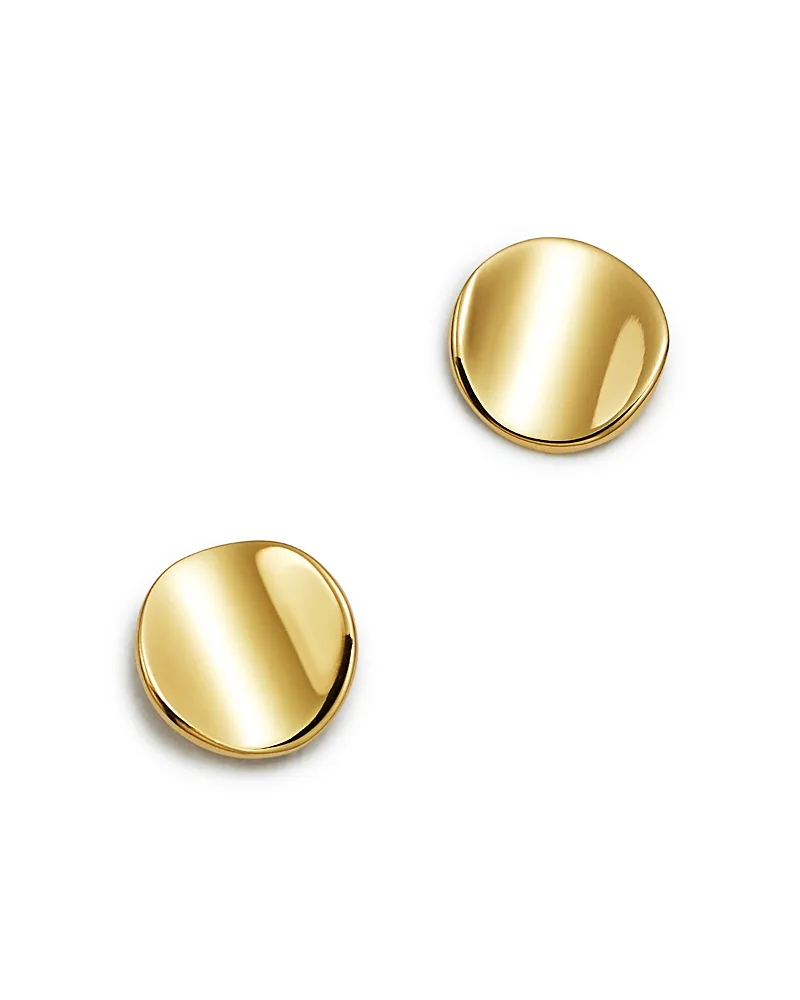Curved Circle Stud Earrings in 14K Yellow Gold