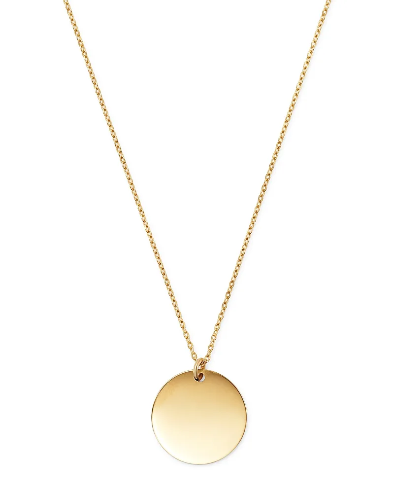 14K Yellow Gold Disc Pendant Necklace, 17