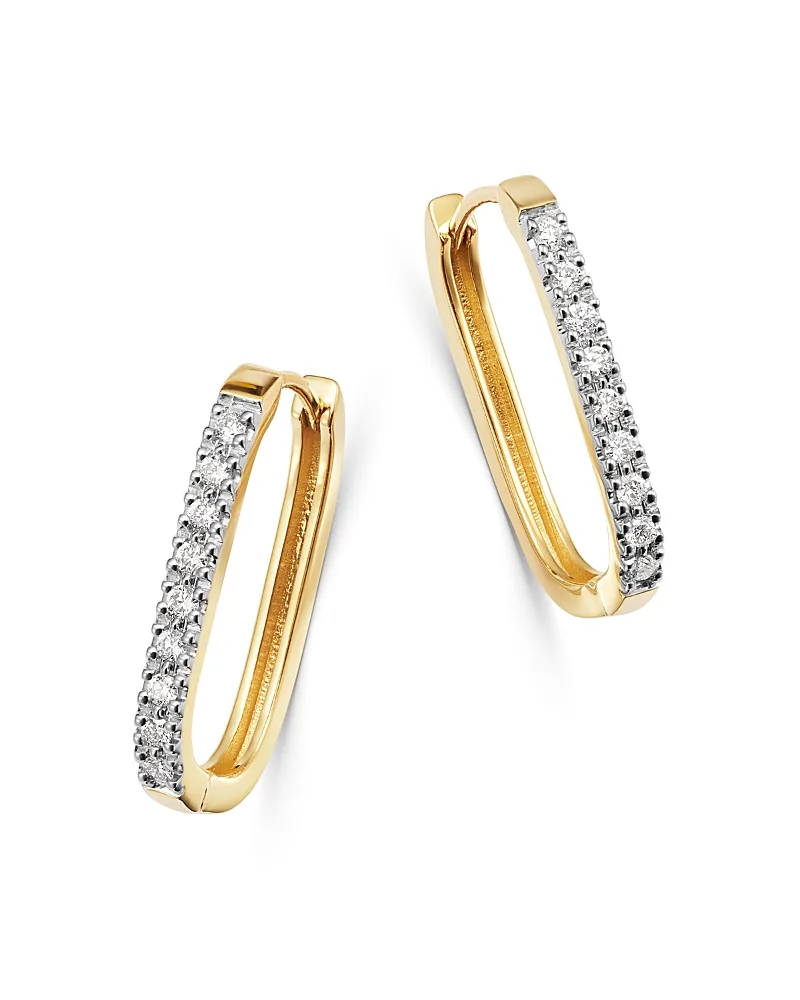 Diamond Square Hoop Earrings in 14K Yellow