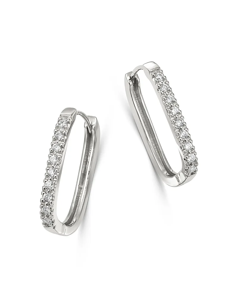 Diamond Square Hoop Earrings in 14K White Gold, 0.16 ct. t.w