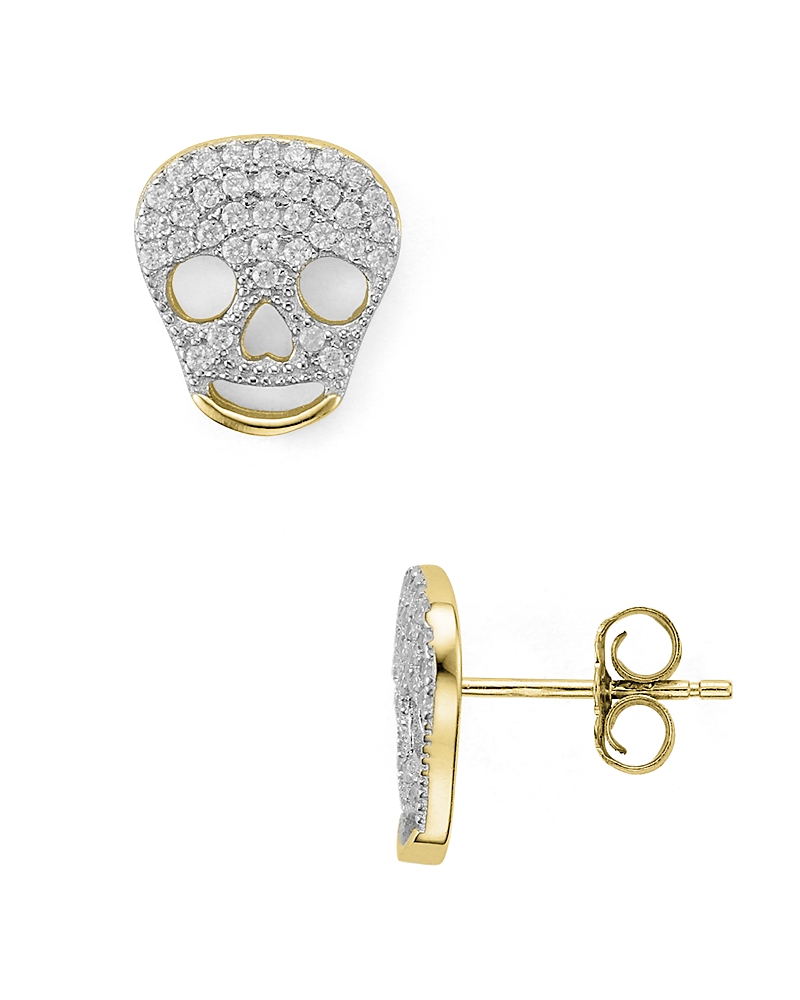 Sterling Silver Skull Stud Earrings
