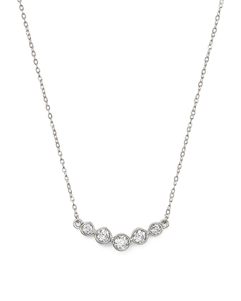 Diamond Graduated Bezel Necklace in 14K White Gold, 0.25 Tcw
