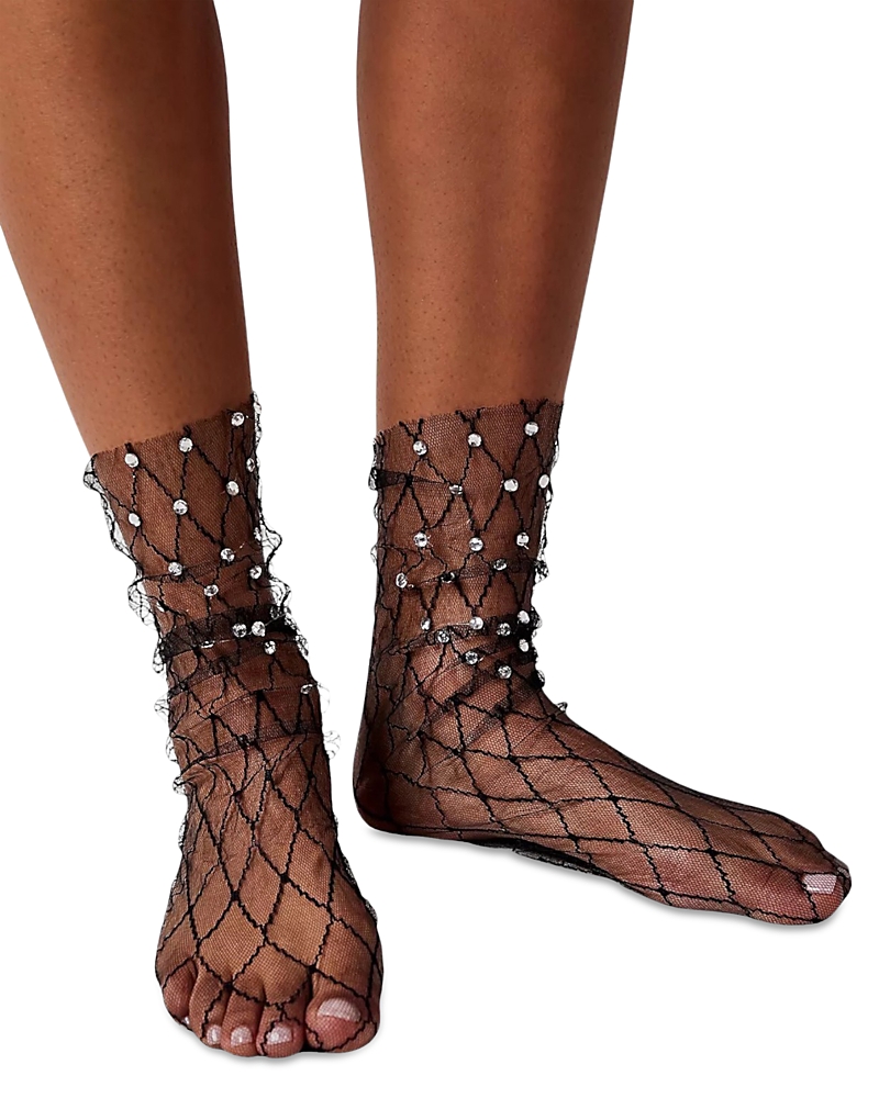 Faux Diamonds & Pearls Sheer Socks