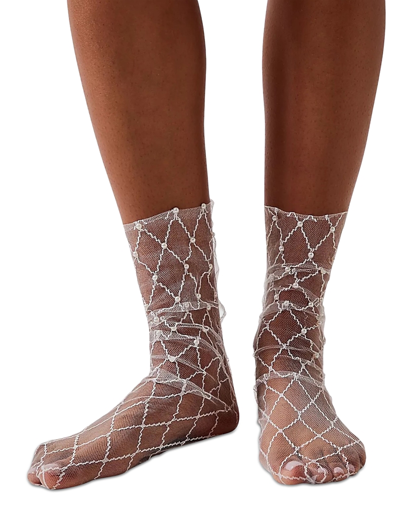 Faux Diamonds & Pearls Sheer Socks