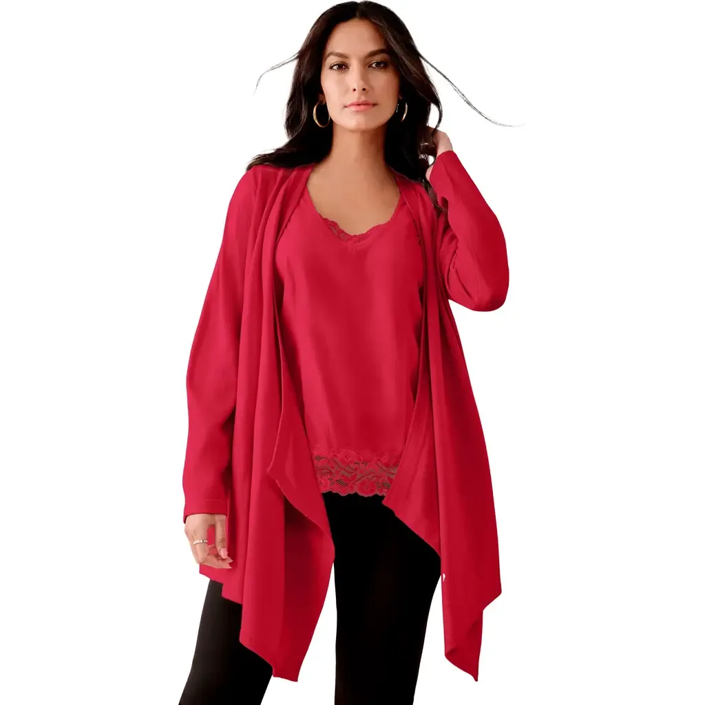 Lightweight Handkerchief Hem Cardigan Sweater
