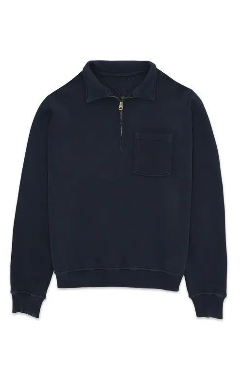 Woven Zip-Up Sweatshirt