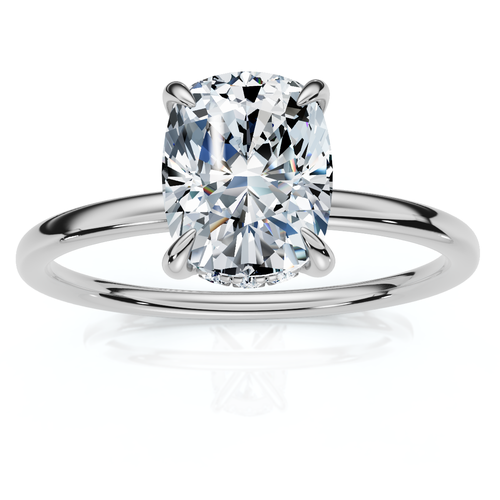 Certified 2Ct Cushion Hidden Halo Diamond Engagement Ring 14k Gold Lab Grown by Bliss Diamond
