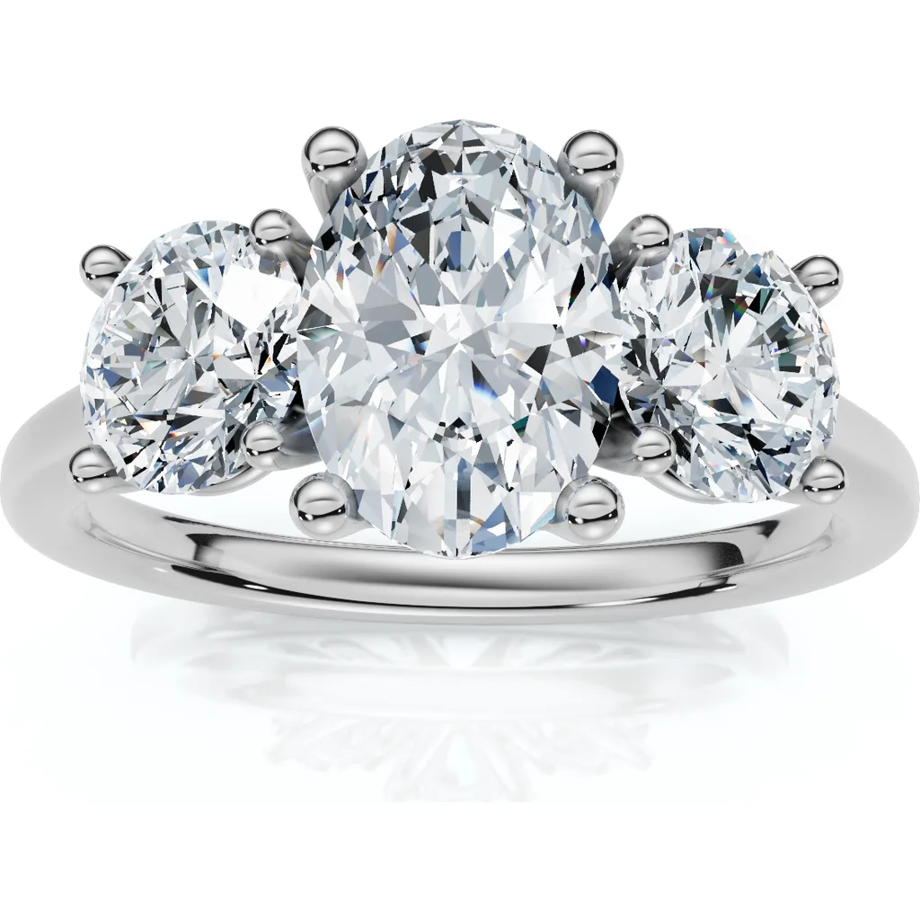 2Ct TWW Oval Lab Grown 3-Stone Diamond Engagement Ring in or Gold