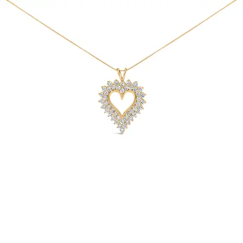 925 Sterling Silver 3.00 Cttw Round Cut Diamond Cluster Heart Pendant Necklace