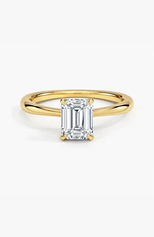 Valentina Moissanite 3 ct. t.w. Emerald Cut Solitaire Ring in Gold Vermeil