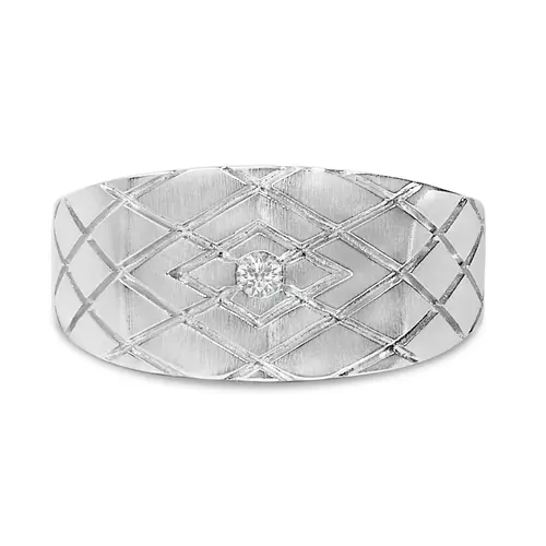 Sterling Silver Diamond Accent Geometric Band Ring