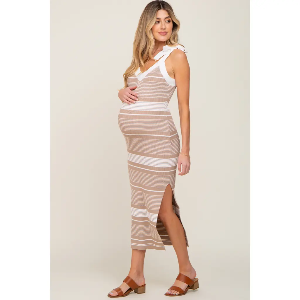 Striped Ribbed Sleeveless Knit Dress by PinkBlush