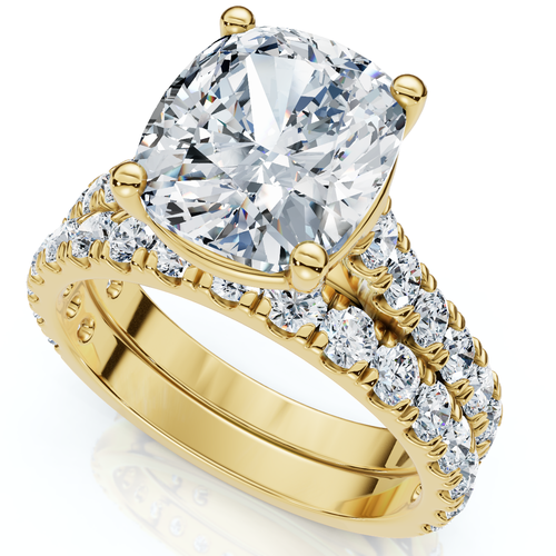 Certified 4Ct Cushion Diamond Engagement Wedding Ring Set 14k Gold/PT Lab Grown by Bliss Diamond