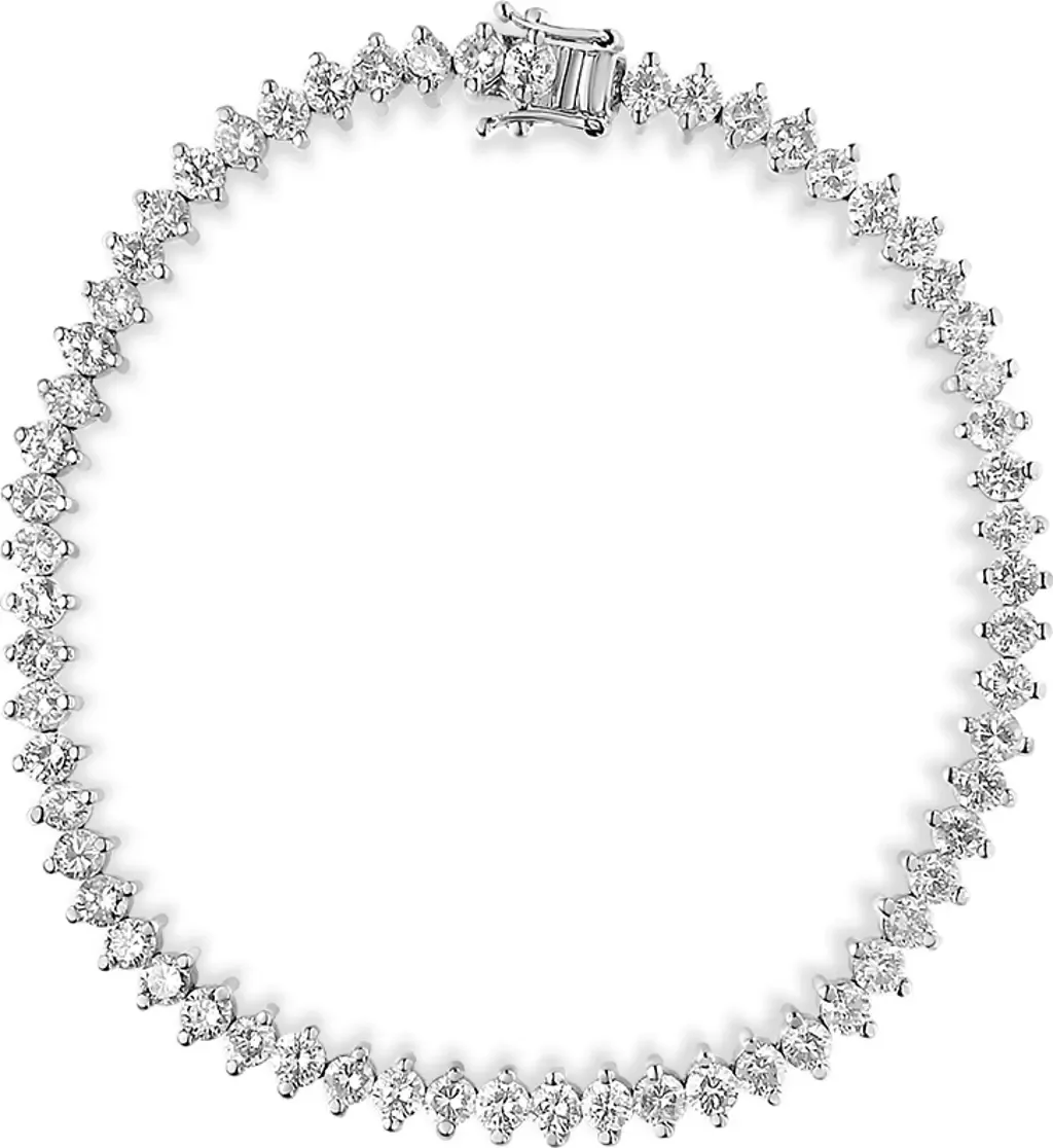 14K White Gold 5 1/2 Cttw Round Diamond 2-Prong Tennis Bracelet