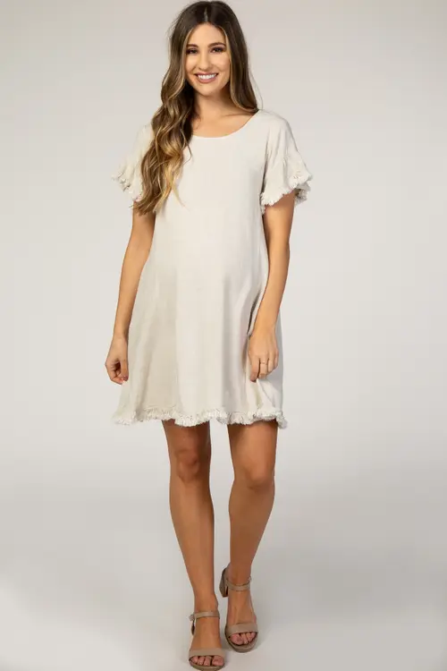 Fringe Linen Dress by PinkBlush