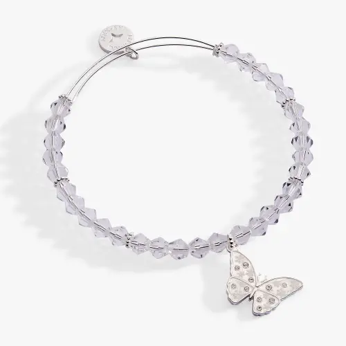 Glass Butterfly Beaded Charm Bangle