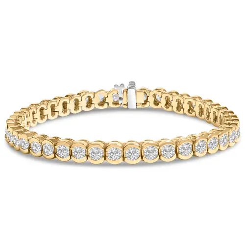 14K Yellow Gold 8.00 Cttw Half Bezel Set Diamond Tennis Bracelet
