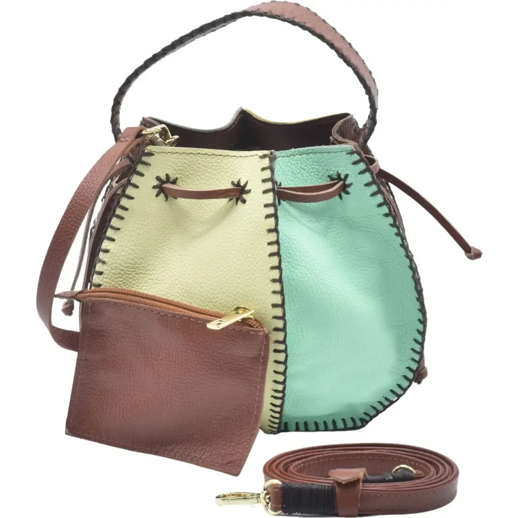 Tall Bucket Top Grain Leather Bag by Carlos Falchi