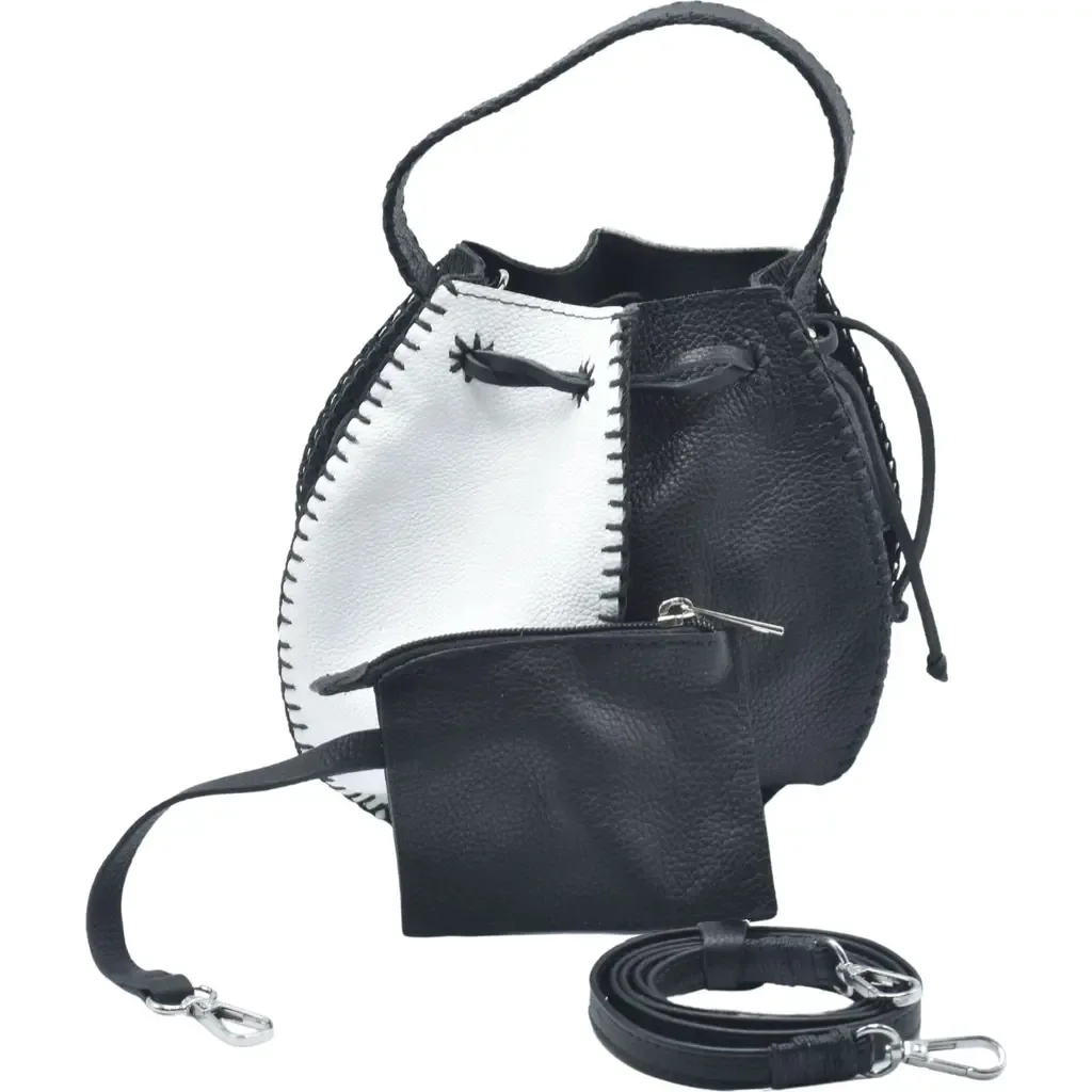 Tall Bucket Top Grain Leather Bag