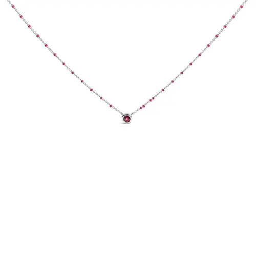 Sterling Silver Rhodolite Enamel Bead Chain Necklace