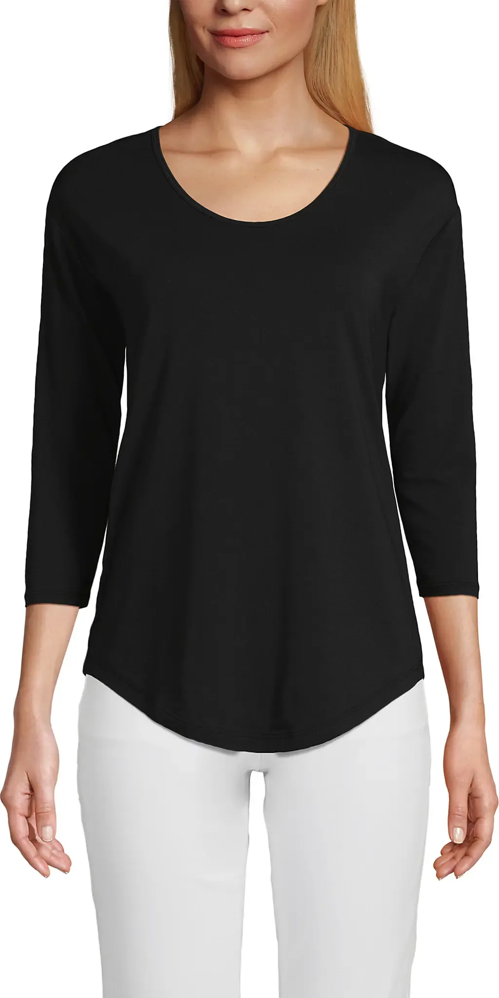 3/4 Sleeve Lightweight Jersey U-Neck Tunic