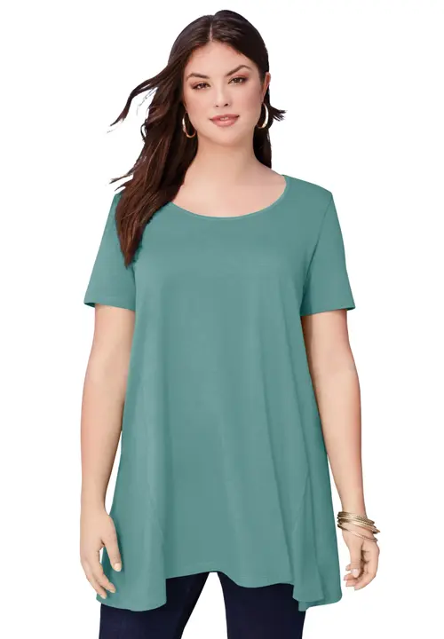 Plus Size Cotton Ultimate Scoopneck Swing Tunic in Cool Sage at Nordstrom, Size