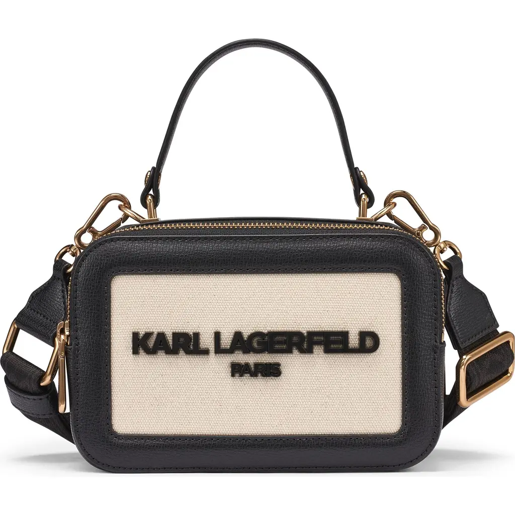 Simone Canvas Crossbody in Natural/black at Nordstrom by KARL LAGERFELD PARIS