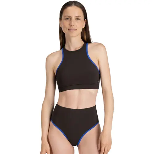 High Waist Bikini Bottom - Women's in Coffee/blue at Nordstrom, Size by Wallien