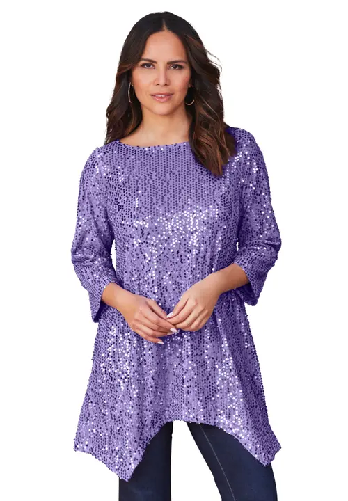 Handkerchief Hem Sequin Tunic in Vintage Lavender at Nordstrom, Size