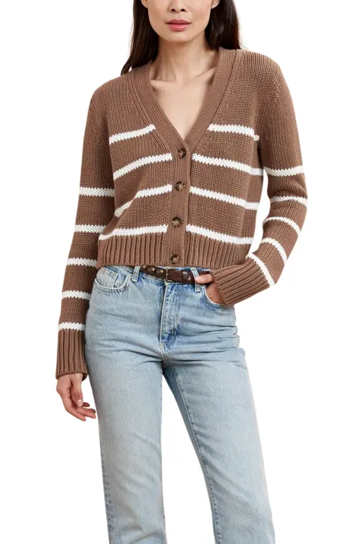 Mini Marina Cardigan in Tan/cream at Nordstrom, Size