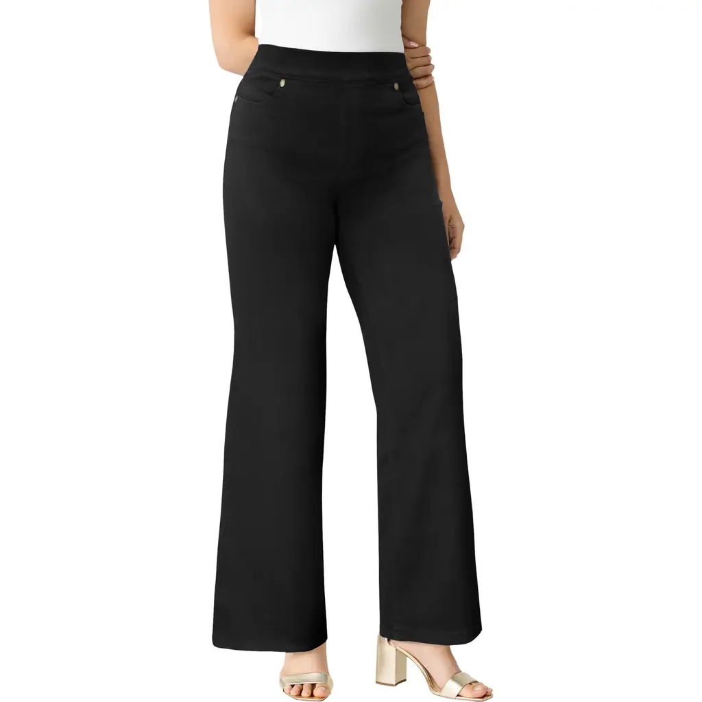 Plus Size 360° Stretch Wide Leg Jean in Black at Nordstrom, Size