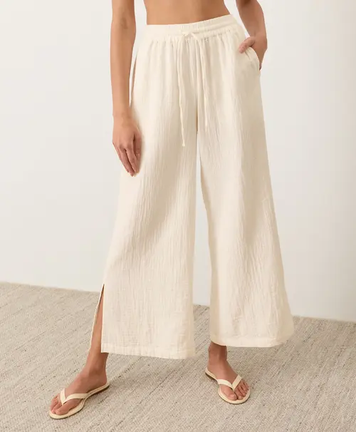 Organic Cotton Coastal Double Gauze Pants in Cream at Nordstrom, Size by Pact