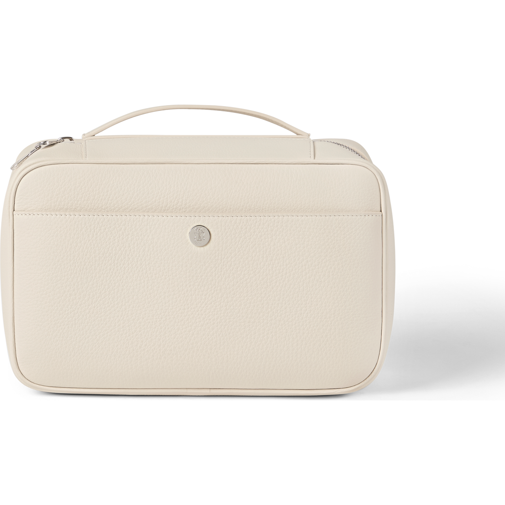 Calfskin beauty case in Snow at Nordstrom